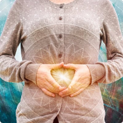 Be guided in a breathing exercise to ease heartburn, lower blood pressure, and pump-up your lymphatic system